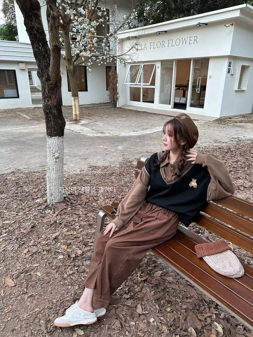 美老板MEILAOBAN 【松栗饼】秋季新款雪花宅宅萝卜休闲裤