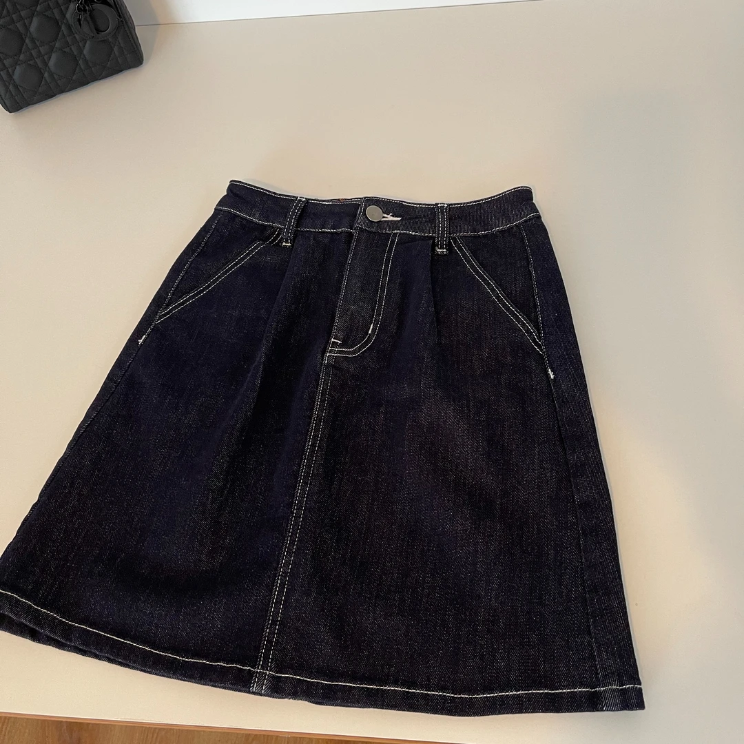 miss muzi【特价】髙级原色丹宁牛仔～重工水洗防褪色显瘦弹力牛仔裙