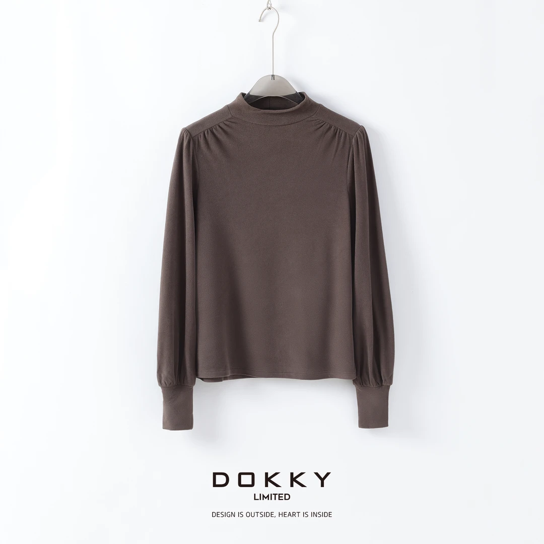 【2.0女神泡泡袖】DOKKY四合一混纺.保暖自发热.优雅|半高领打底衫