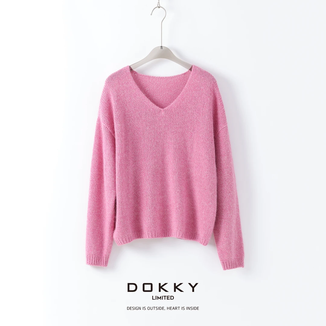 【奶昔酱毛衣】DOKKY无缝一体！软糯糯.慵懒松弛|V领绵羊毛毛衣