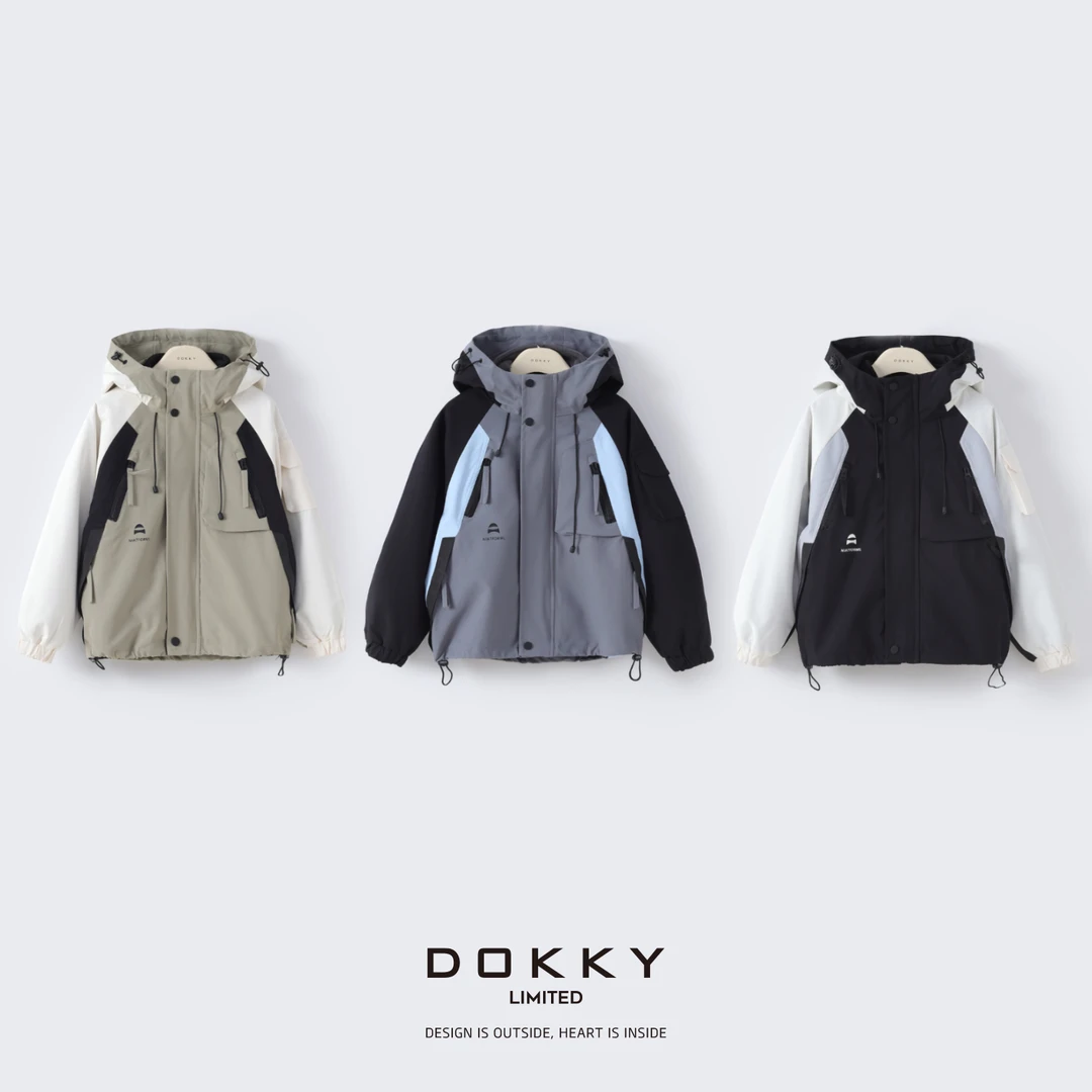 【童装-户外小先锋】DOKKY轻防水|男女童.加绒加厚.三合一冲锋衣