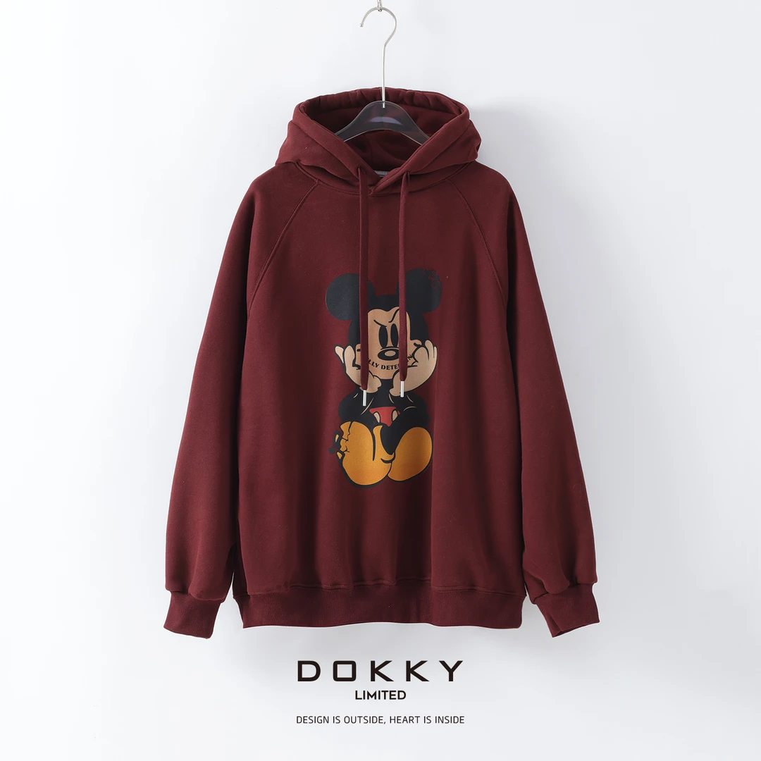 【思想者奇奇】DOKKY高品质加绒.保暖好穿.时髦高街|印花连帽卫衣