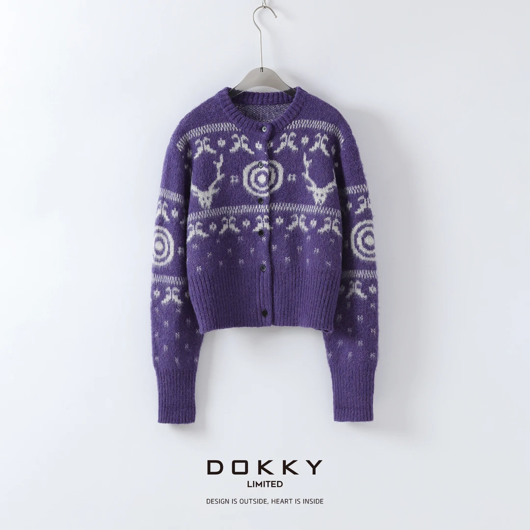 【实体撤柜样衣】【紫色麋鹿】DOKKY北欧风麋鹿|厚实长毛外套