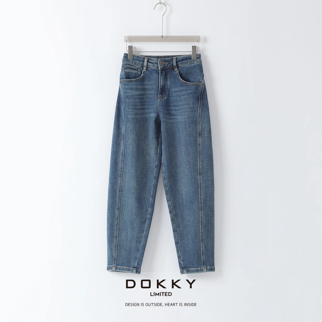 【平行牛仔】DOKKY黑科技自发热.亦而绒|遮肉显瘦拉绒萝卜裤