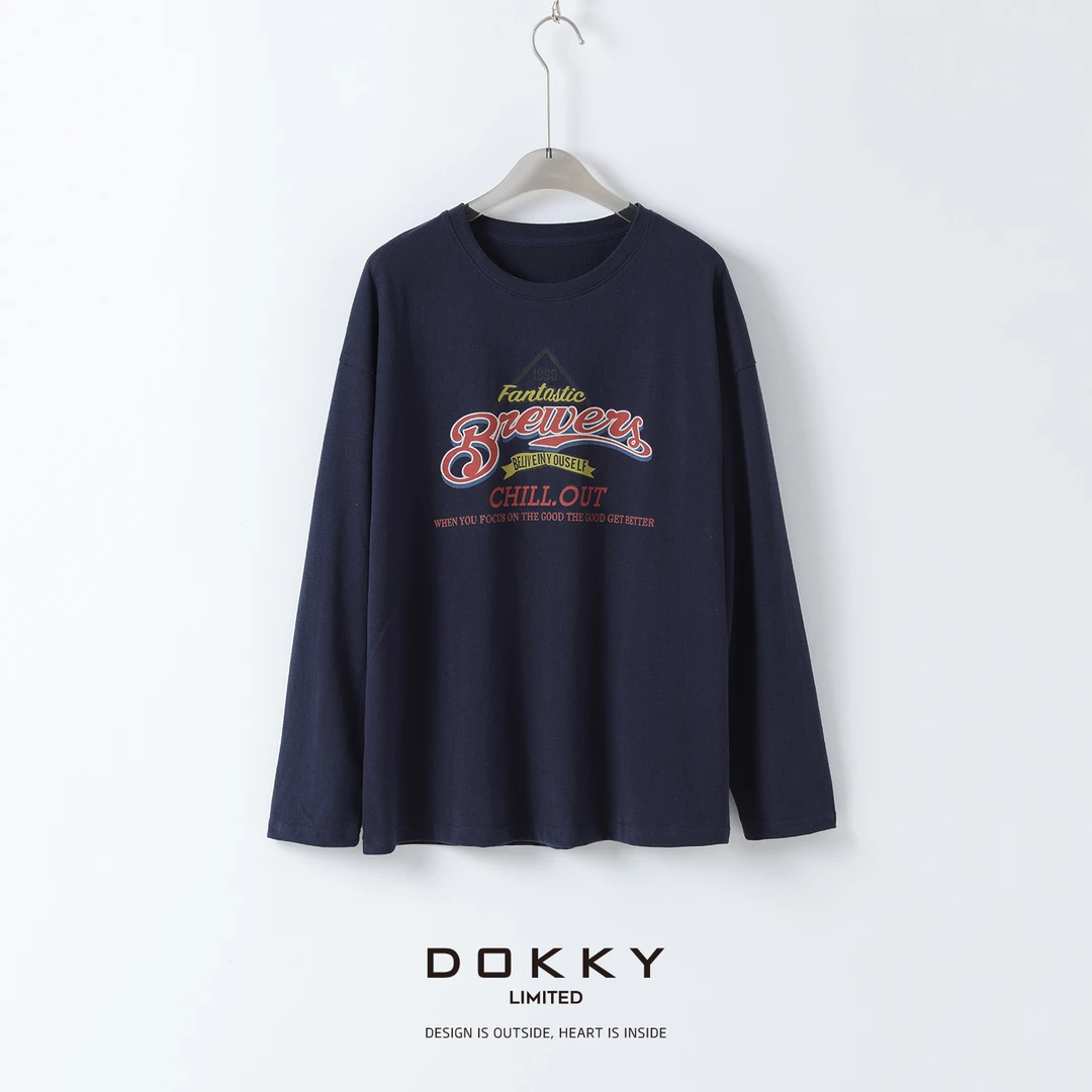 【西海岸派对】DOKKY潮牌订单.美式复古.超有质感|字母印花圆领卫衣