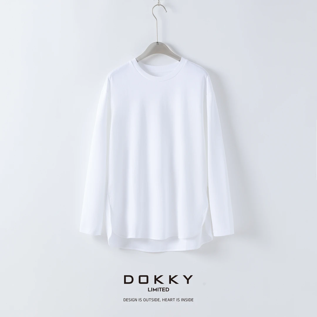 【黑白纸片人】DOKKY 高定精梳棉.万年经典百搭必入|长袖T恤上衣