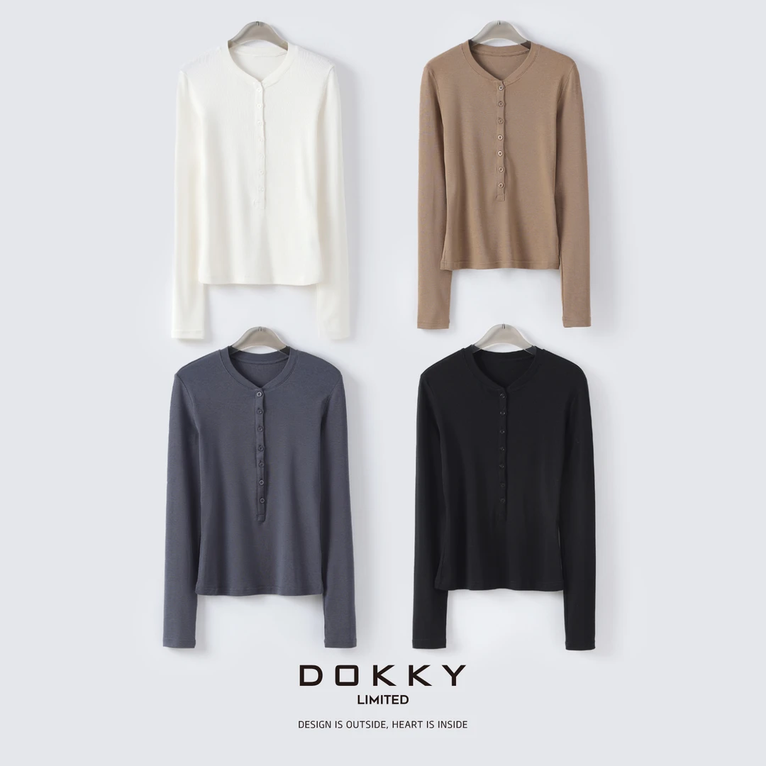 【限量尖货.曲线亨利.紫标】DOKKY新面料！ 可机洗羊毛|显瘦上衣