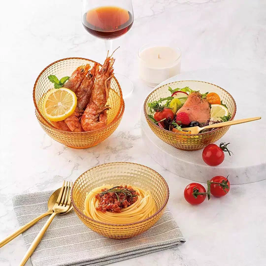 康宁餐具套装美式小碗琥珀色玻璃饭碗汤碗沙拉碗面碗鱼盘家用盘子