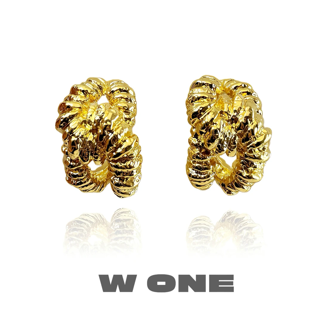铜合金耳饰 【W. ONE】小众欧美金属感熔岩肌理感耳环巴塞罗那