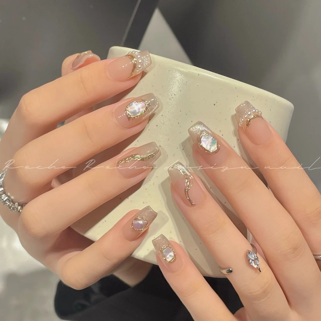 Rola nora【秘境】 纯手工穿戴甲 免烤 nail极光钻渐变春天贝壳猫眼