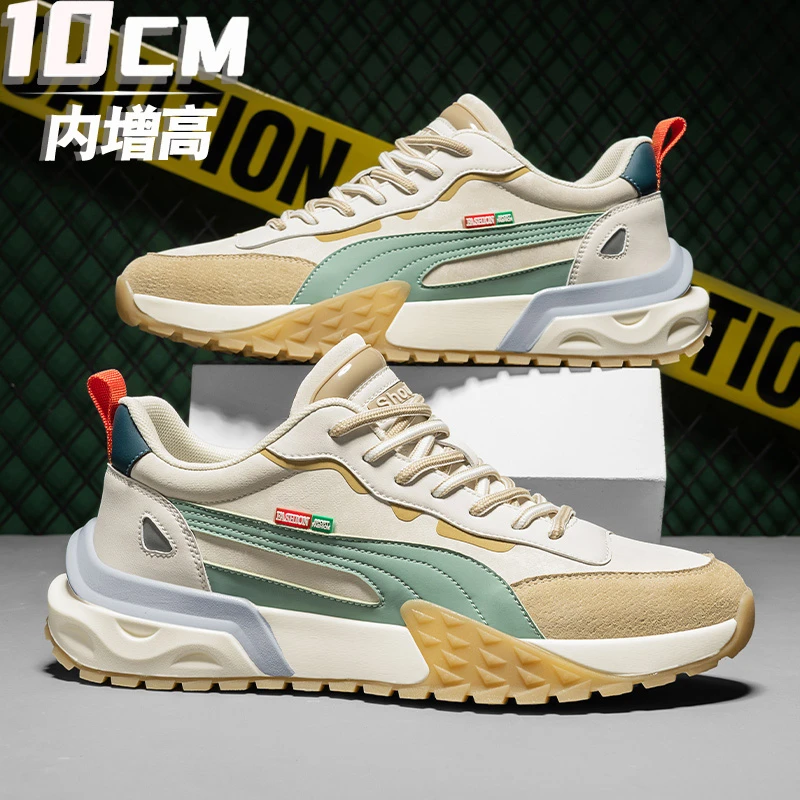 新款内增高男鞋10cm春季厚底跑步阿甘户外休闲运动鞋百搭潮男板鞋