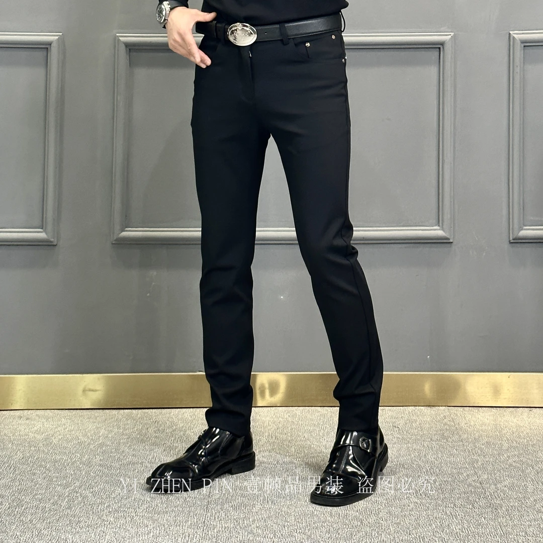 【壹帧品】时尚爆款休闲裤修身舒适百搭弹力免熨烫男士商务裤子