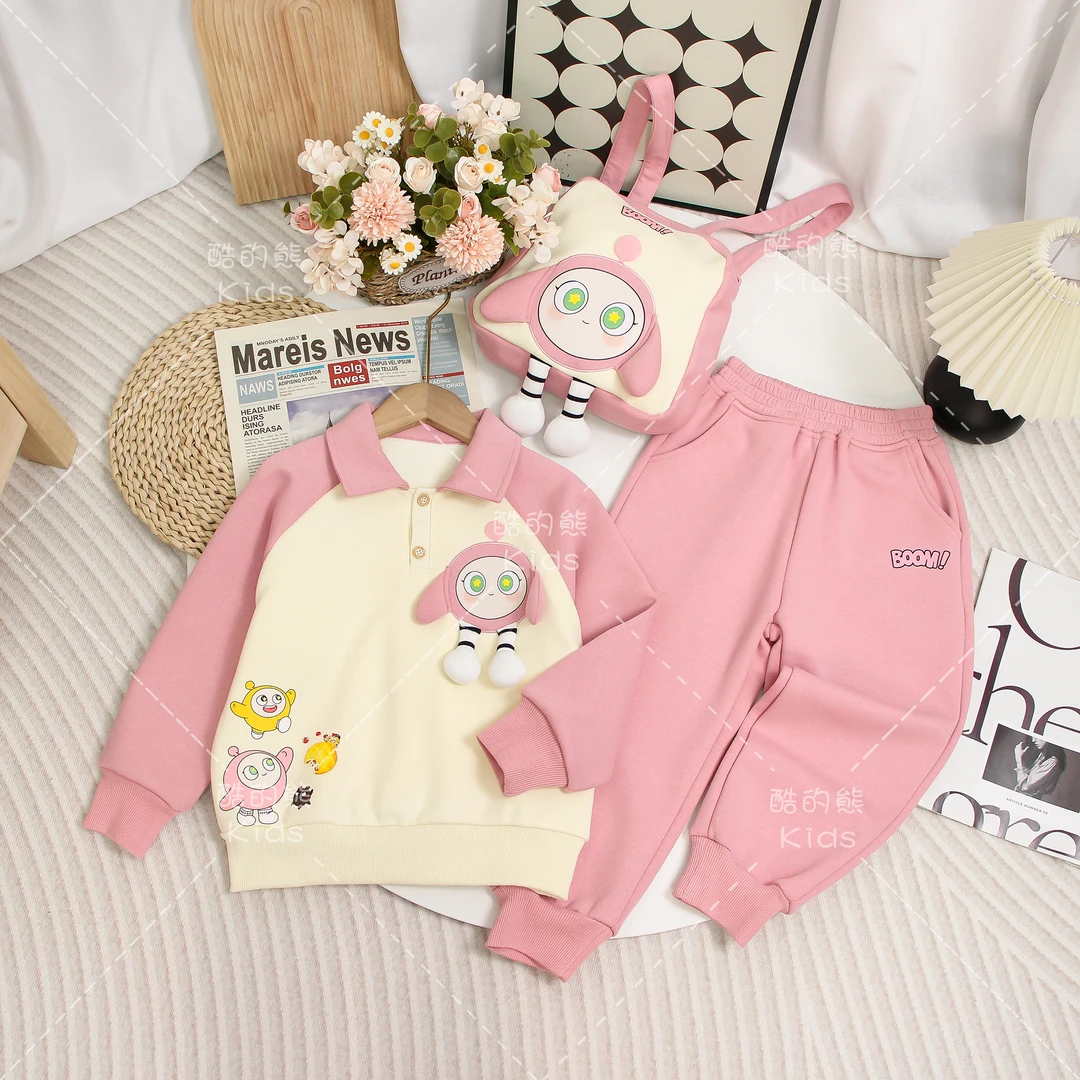儿童秋装套装2025男童女童韩版洋气中大童卡通两件套D3S3-339