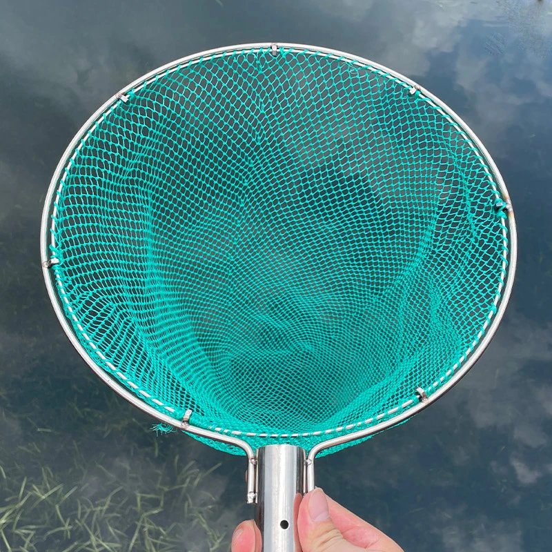 新型抄网头实心不锈钢网圈捞鱼网兜加深大物鱼网捞虾网子渔具全套
