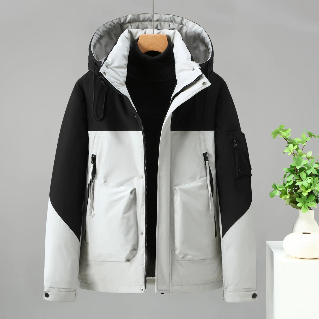 冲锋衣男士羽绒服中长款加厚2024冬季时尚工装保暖外套休闲羽绒服