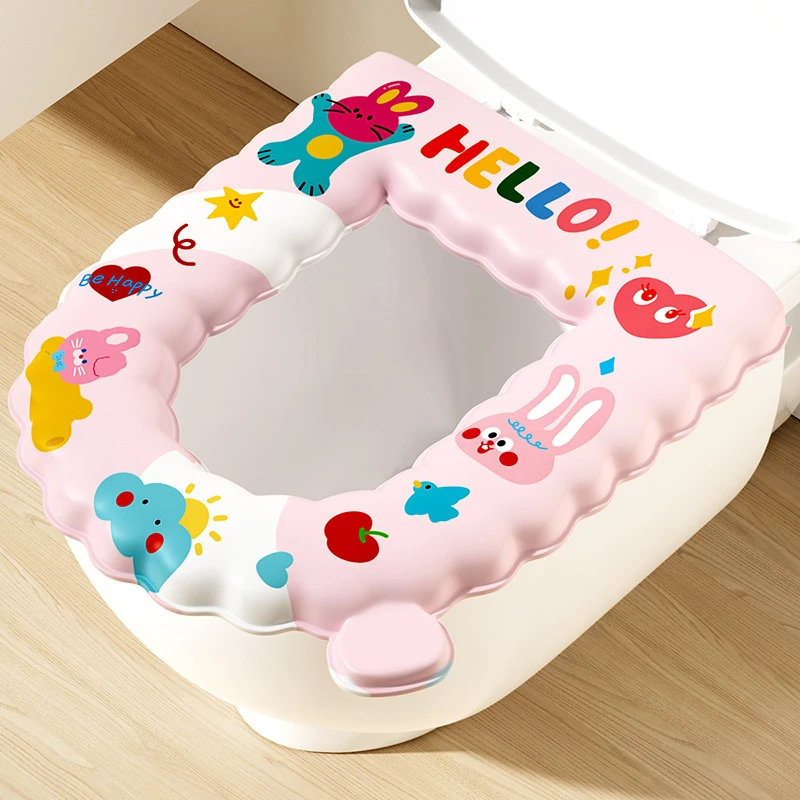 家用四季通用带盖坐便套马桶圈防水马桶套马桶坐垫图案加厚