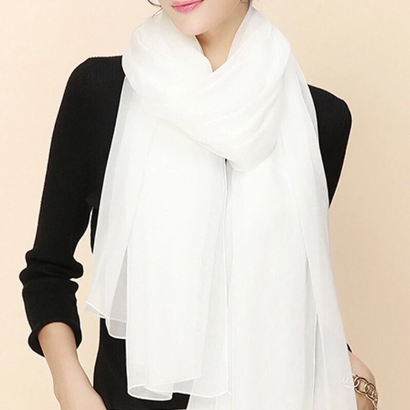 锦心织海边旅行拍照丝巾超大白色纱巾长披肩沙漠围巾飘逸薄沙滩巾