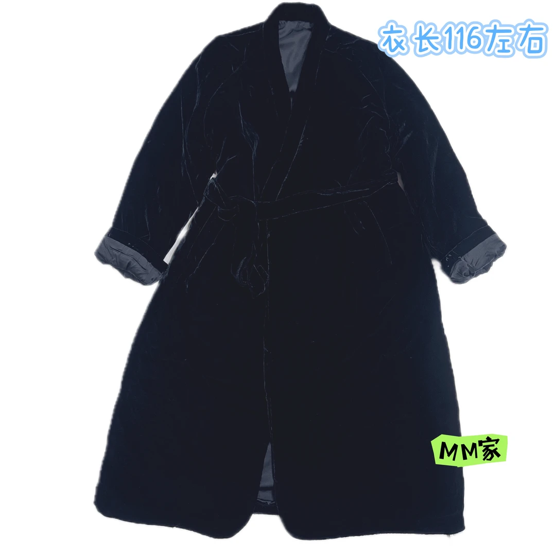 【MM】欧货休闲百搭A字型加长款和服真丝丝绒棉服（不可机洗建议干洗