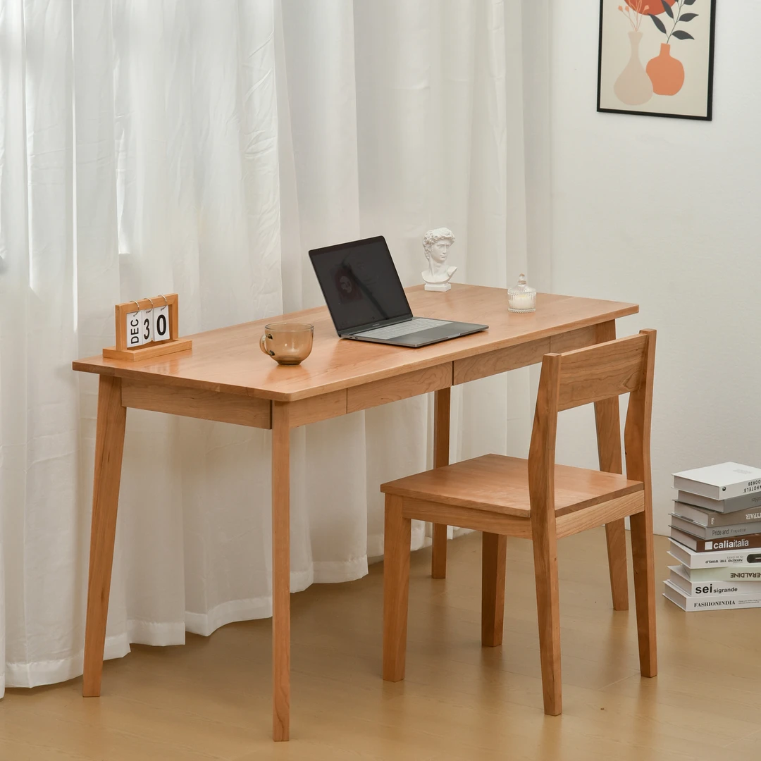 家用书桌桌椅长方形樱桃木