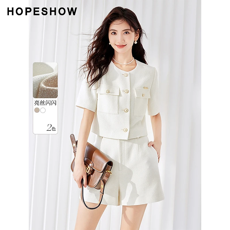 红袖秋季新款女装 香风亮丝直身单排扣圆领外套90123260401