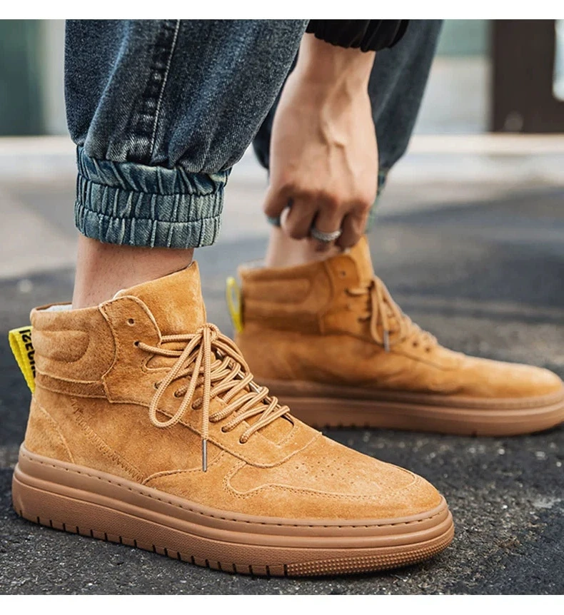 2023秋冬新款真皮厚底百搭软底软面男士马丁靴短靴工装靴