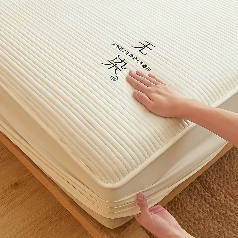 A类全棉榻榻米床笠夹棉加厚纯棉床套罩防滑床罩套罩床纯色家用