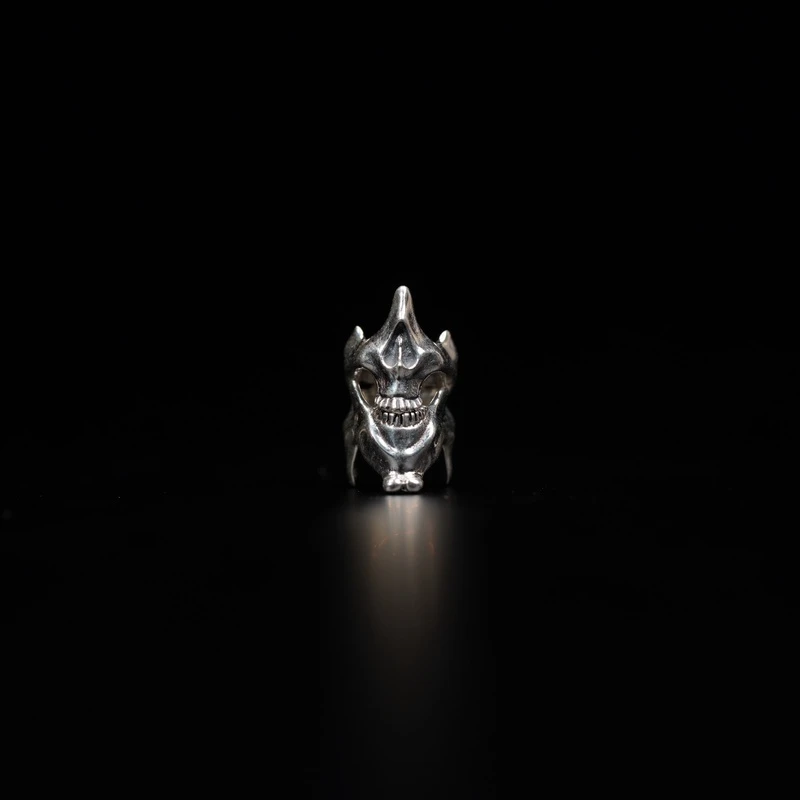 925银银制品 分体骷髅卡圈配珠  8*15.2mm 配饰 055