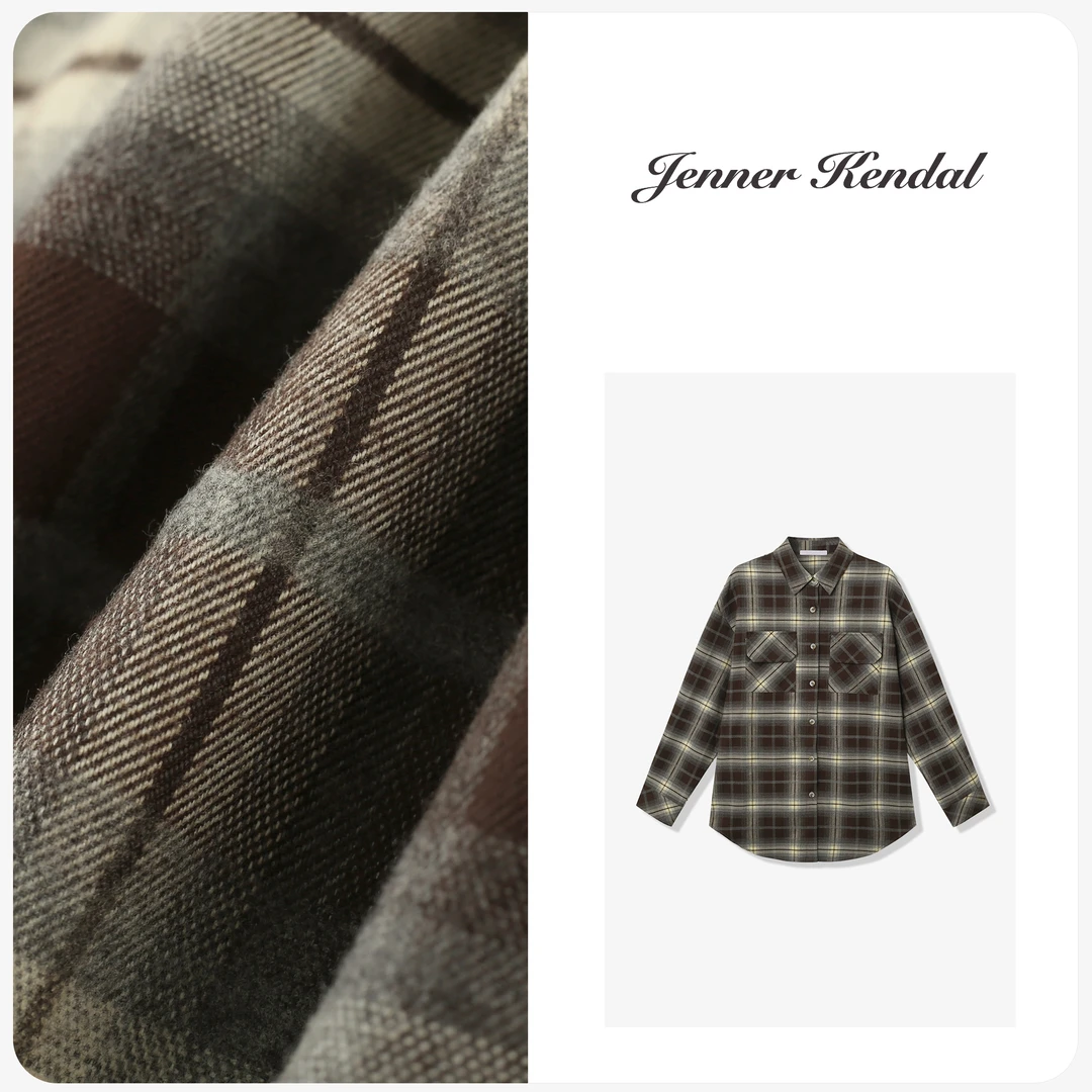 【香草可颂】休闲经典格纹翻领格子衬衫05-6787725-A【阿邱时尚社】