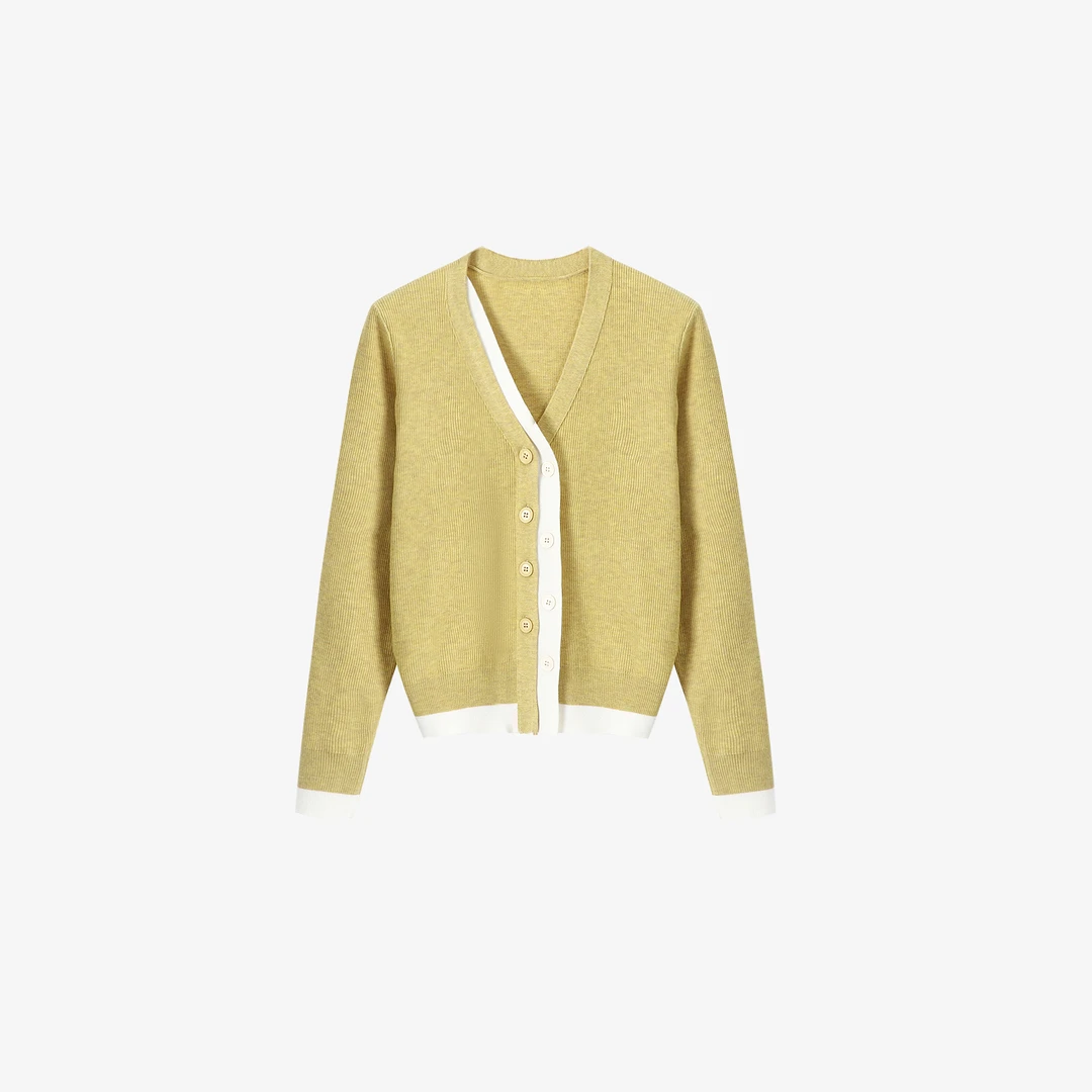 【自在风雅】长袖V领百搭休闲撞色毛衣2644-231MS011【阿邱时尚社】