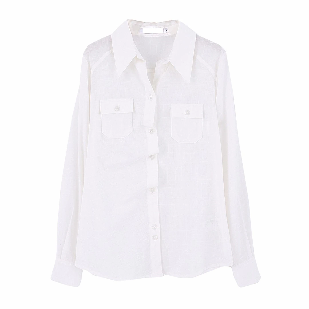 新款女士蓝白斜格纹格子衬衣1-19