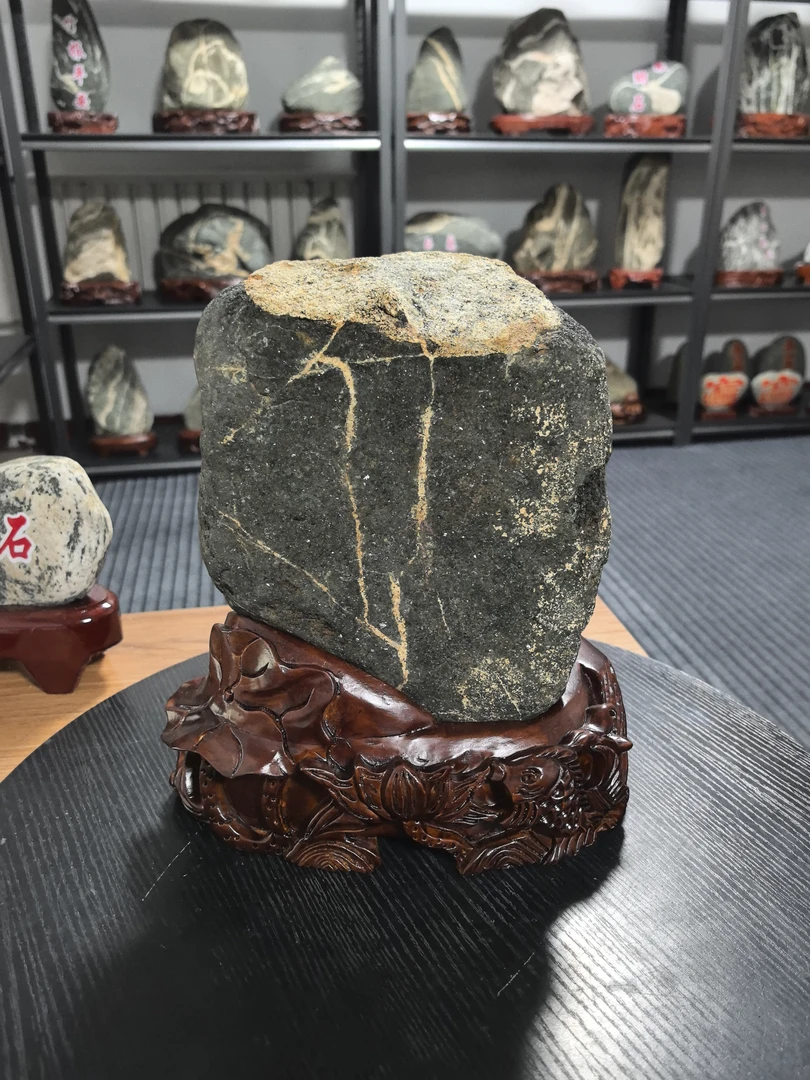 新中式家具摆件办公室摆件家具补角平安石靠山石原石观赏石