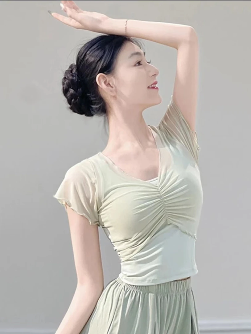 舞蹈上衣女款新款中国舞练功服短袖芭蕾形体训练服现代古典舞服装