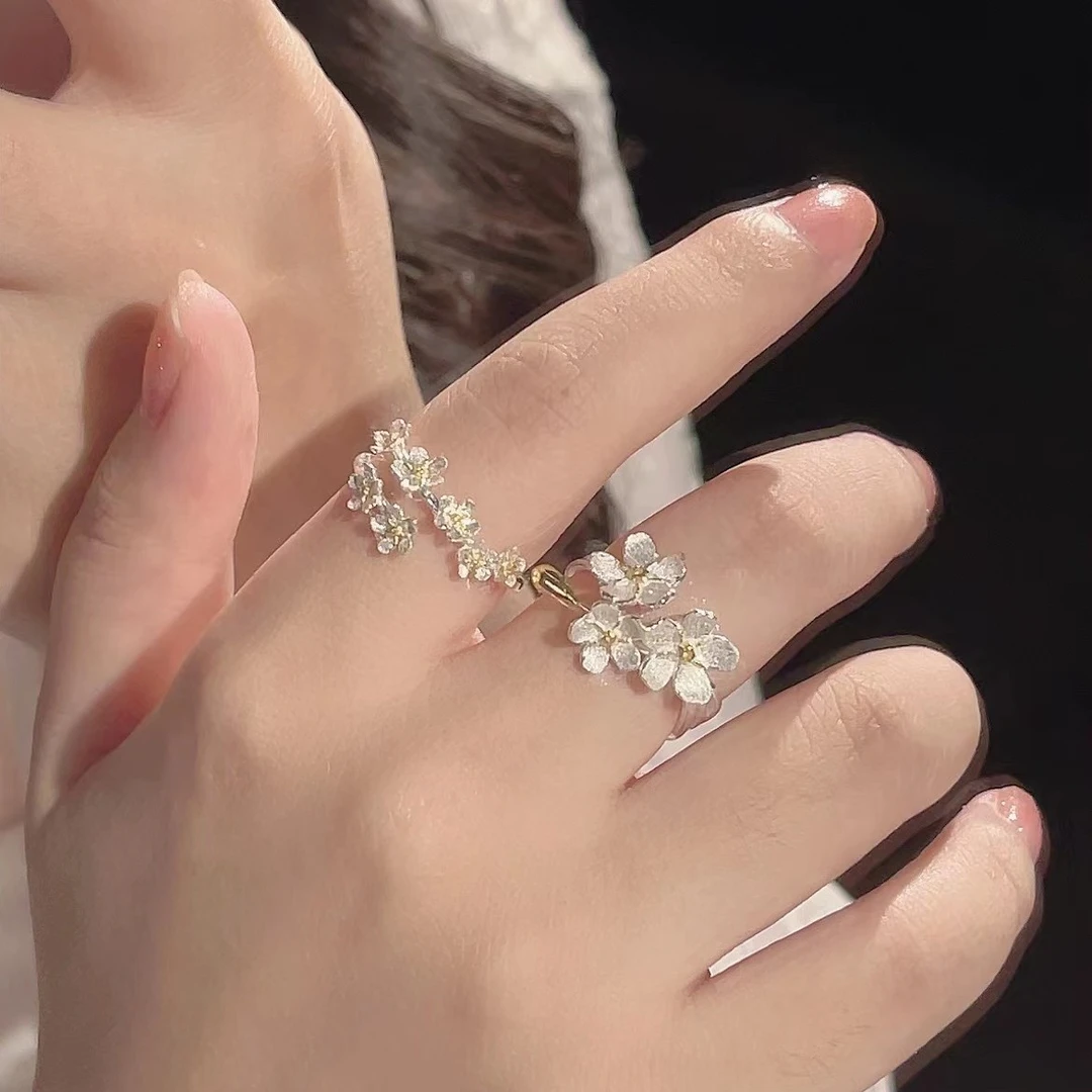 楚噢 925银戒指 925银花朵戒指指环女生高级轻奢闺蜜送礼时尚简约