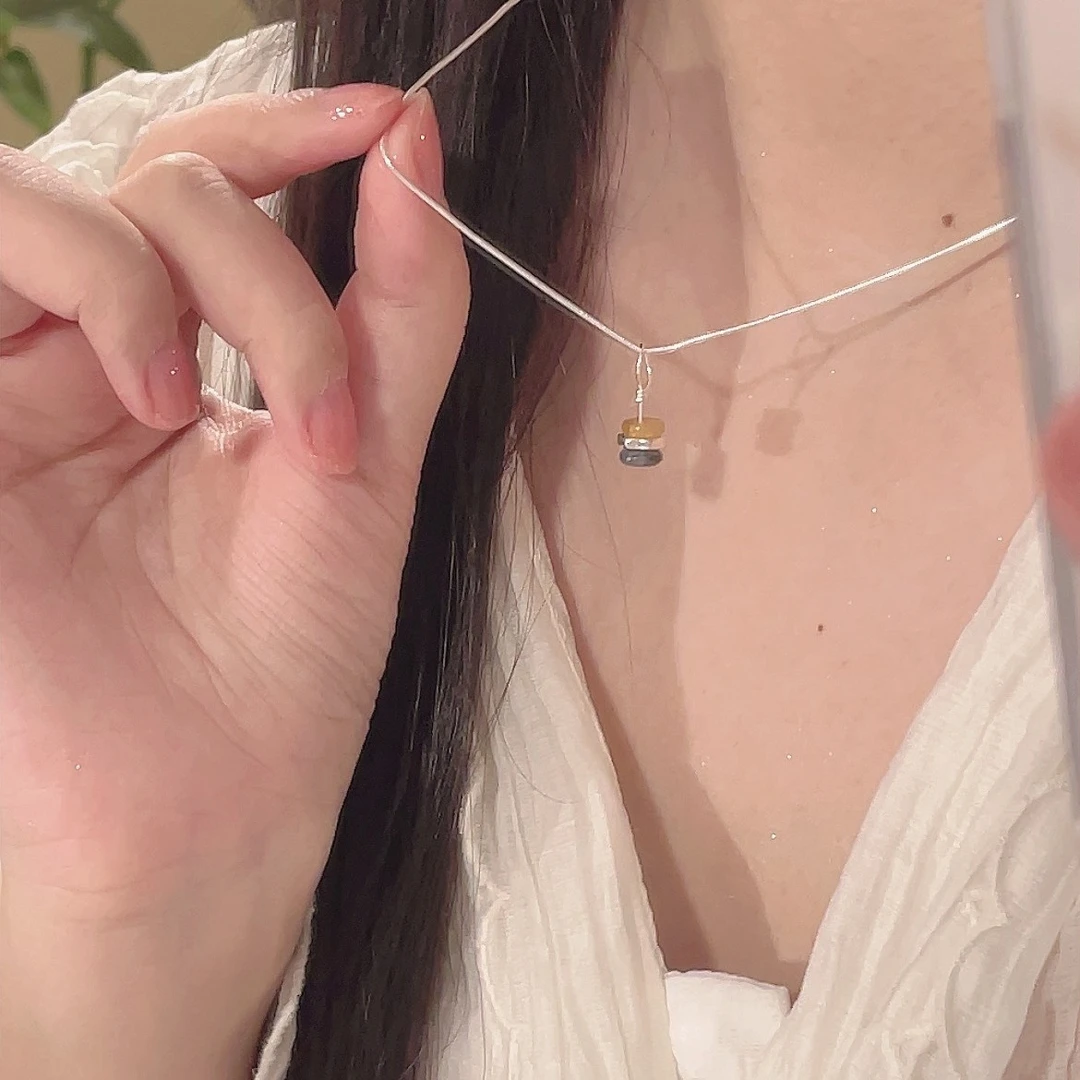 楚噢 坠链均925银 彩色玉石项链蛇骨链锁骨链甜美女生日礼物小众