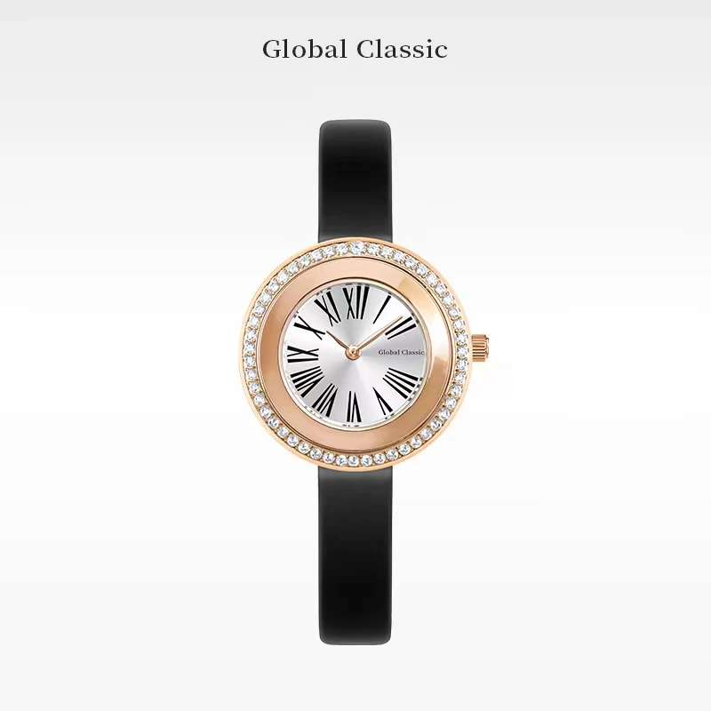 GLOBAL CLASSIC【专柜正品】环球轻奢系列气质镶钻防水时尚石英女表