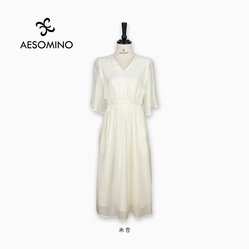 Aesomino/衣莎美诺夏连衣裙米杏Y540B7339