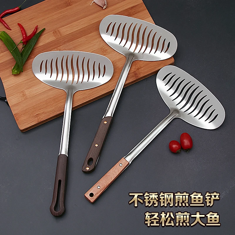 不锈钢煎鱼铲子翻鱼铲煎牛排厨具多用途功能平铲漏铲神器