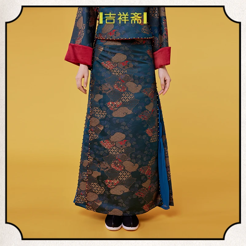 |吉祥斋|流霞宋锦古韵纹样国风复古中式长裙