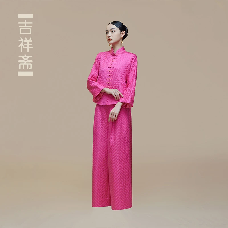吉祥斋女装牡丹之色中式上衣套装桑蚕丝宽松气质国风文化服饰