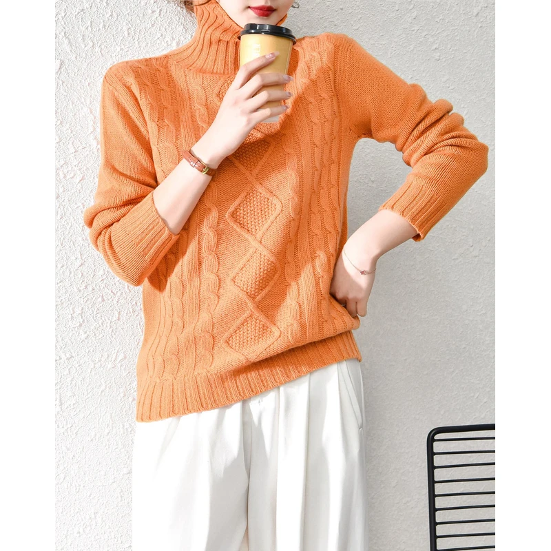 HM014 100%无缝全绞麻花加厚款一线成衣打底衫