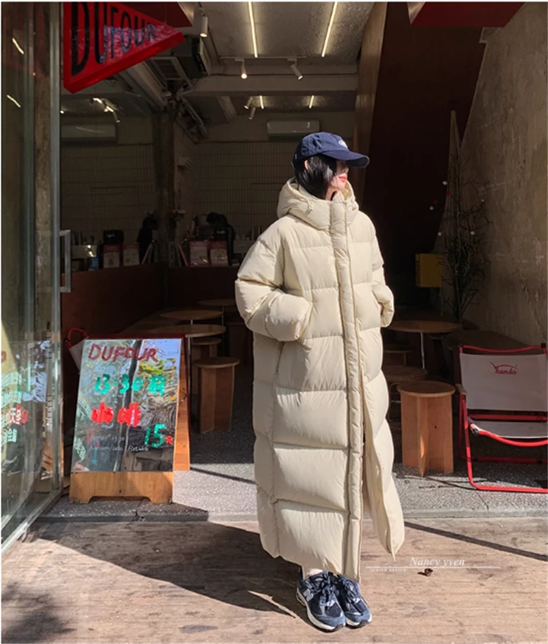长款羽绒服女2024年新款冬季超长过膝到脚踝白鸭绒加厚大被子外套