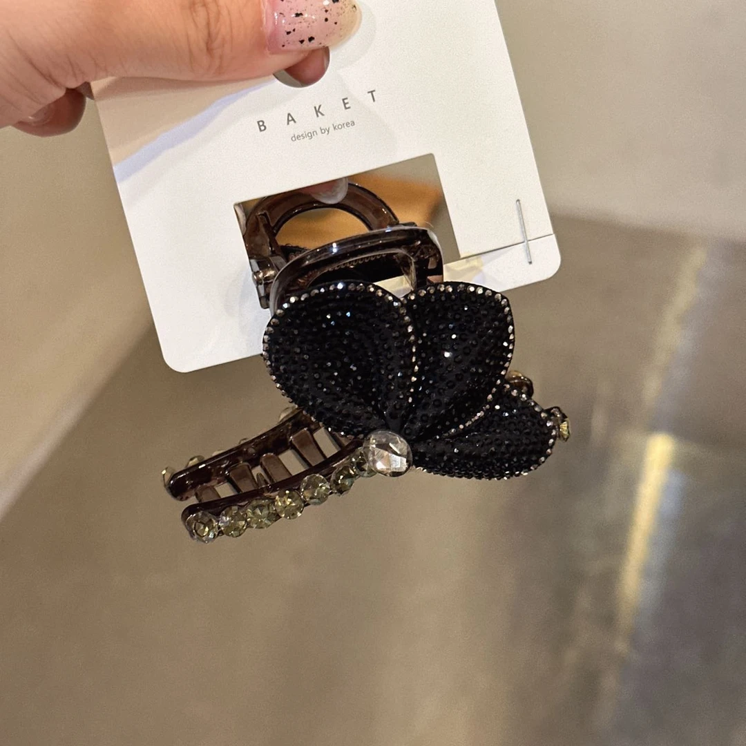 韩国baket发饰设计感水钻气质蝴蝶结抓夹