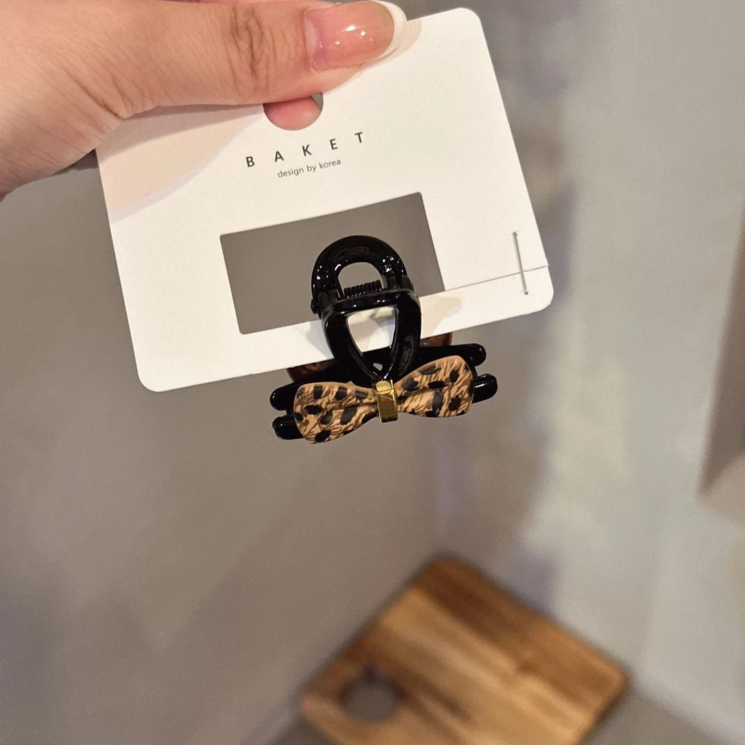 韩国baket发饰豹纹蝴蝶结小抓夹