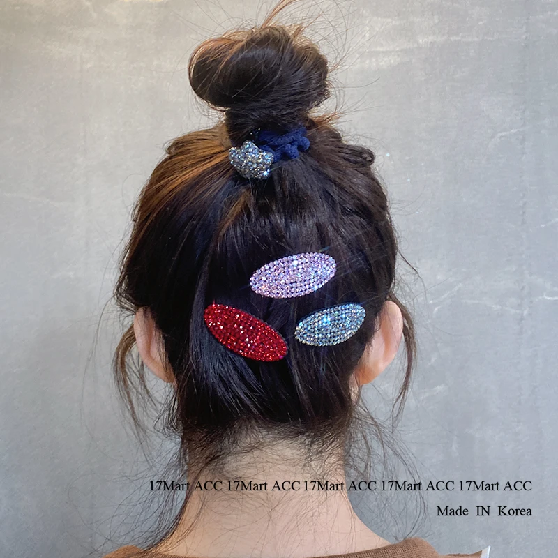 韩国进口发饰简约时尚气质水钻椭圆发夹刘海夹边夹BB夹