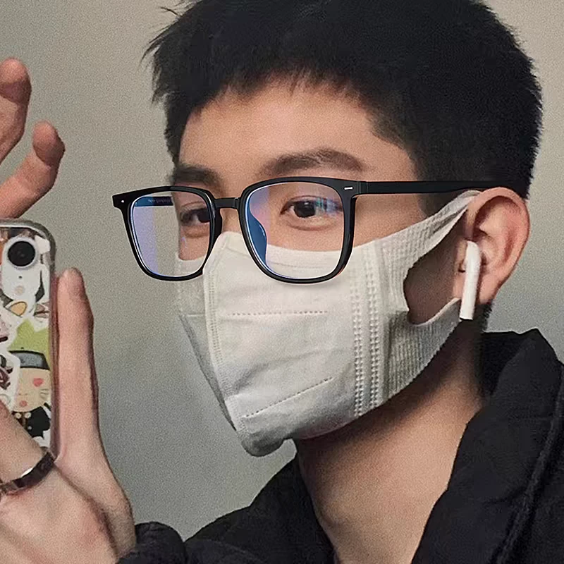 黑框眼镜男款超轻方框近视可配度数大脸黑色平光大框眼睛框架潮男