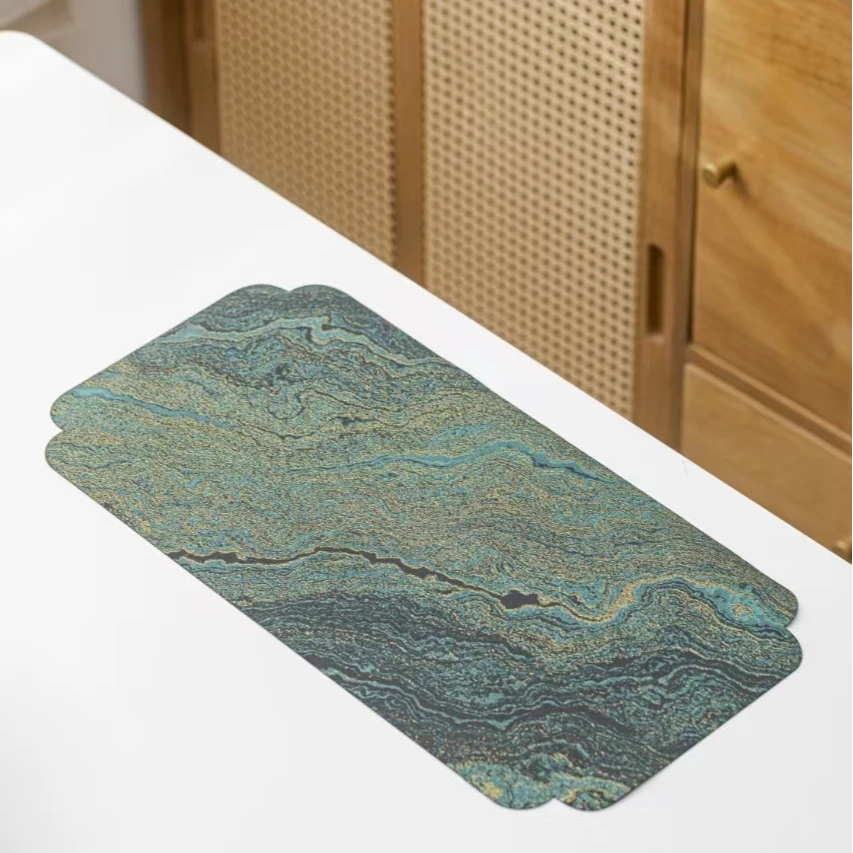 国潮轻奢织锦茶席大理石纹国风吸水干泡新中式