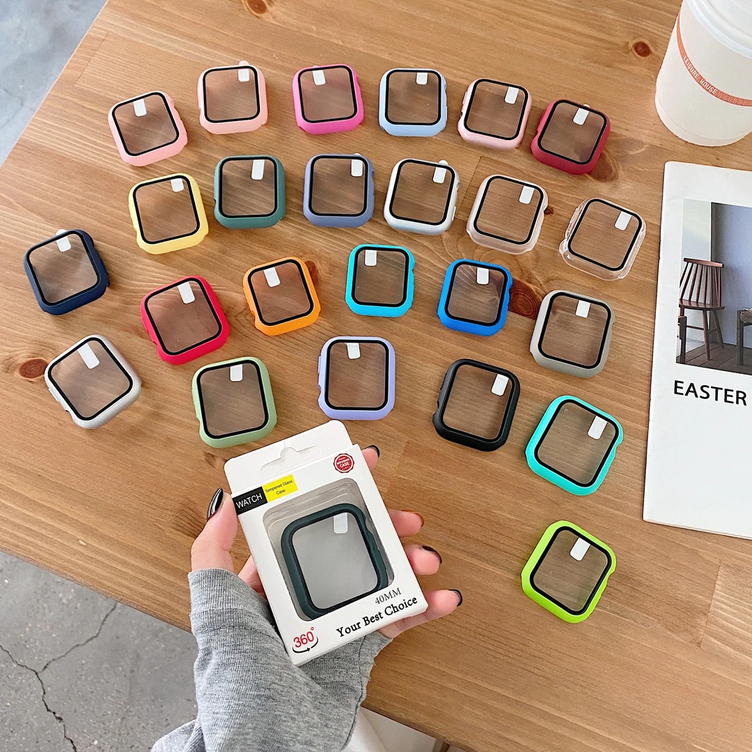苹果手表s8代保护壳膜一体适用appleS7全包套钢化膜iwatch654代SE