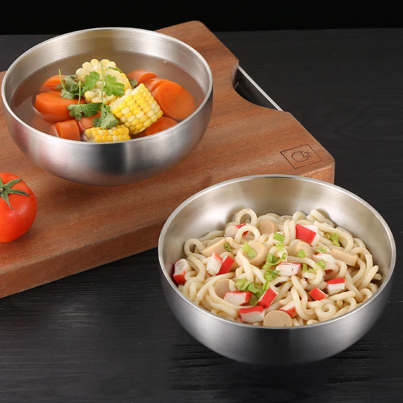 【2只装】不锈钢304碗18cm泡面碗沙拉碗饭碗双成隔热加厚