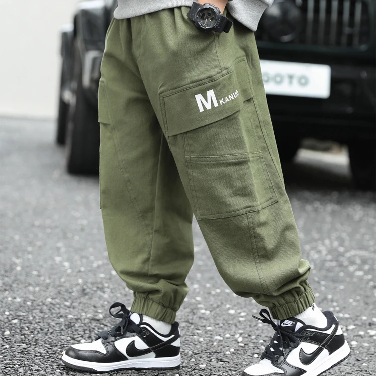 男童秋装裤子2025新款中大童工装裤儿童时尚休闲帅气春秋宽松长裤