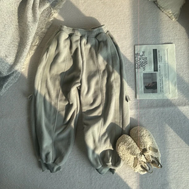 哦哦乐自制 冬款摇粒绒厚款卫裤运动裤